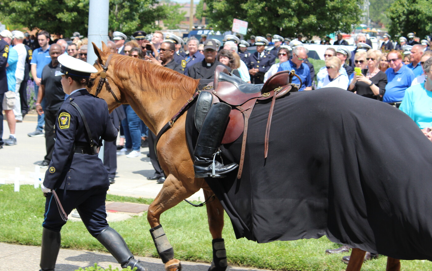 The riderless horse represents fallen officers.